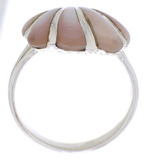 Seashell Pink Shell Southwest Sterling Silver Ring Size 7-1/4 FX22353